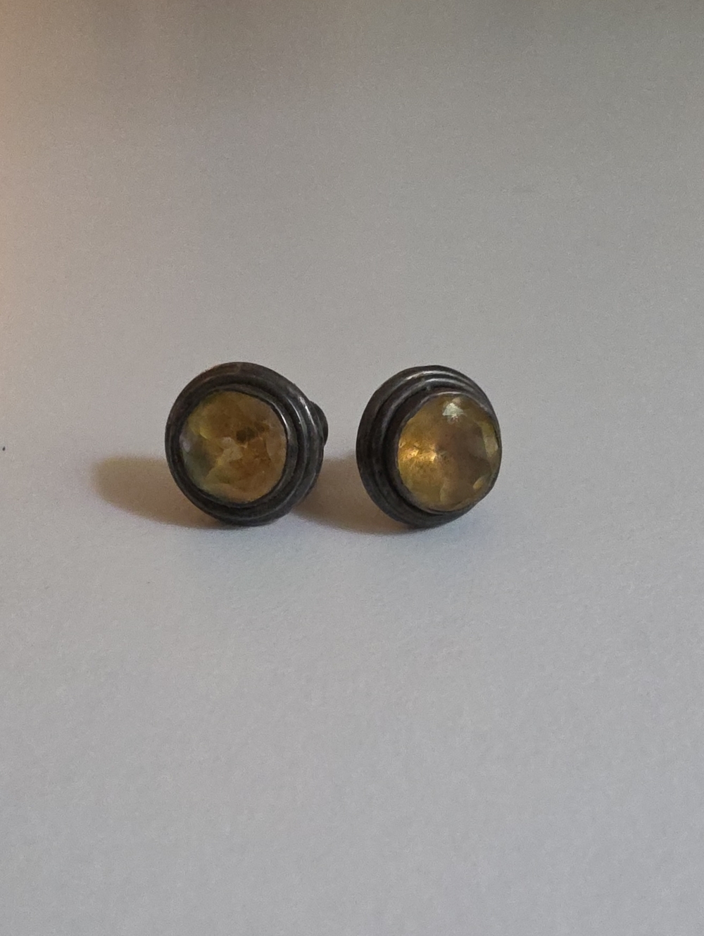 Vintage Citrine Faceted Stud Earrings